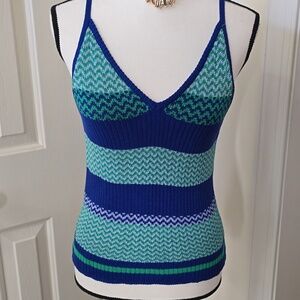 CABANA BY CROWN IVY BRAND WOMEN'S JUNIOR SIZE BLUE & GREEN TANK TOP SIZE XL